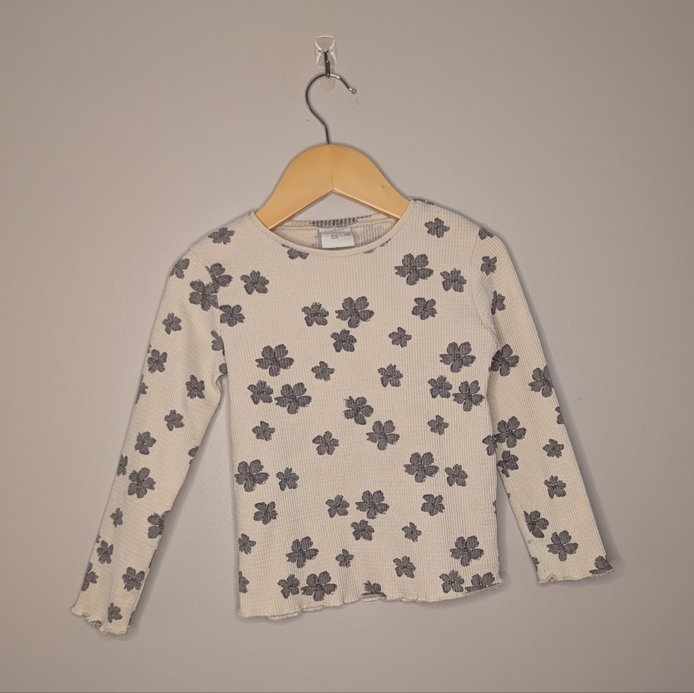 ❤️ 2 for 10 ❤️ Zara Waffle Knit Neutral Floral Long Sleeve for Toddler Girl